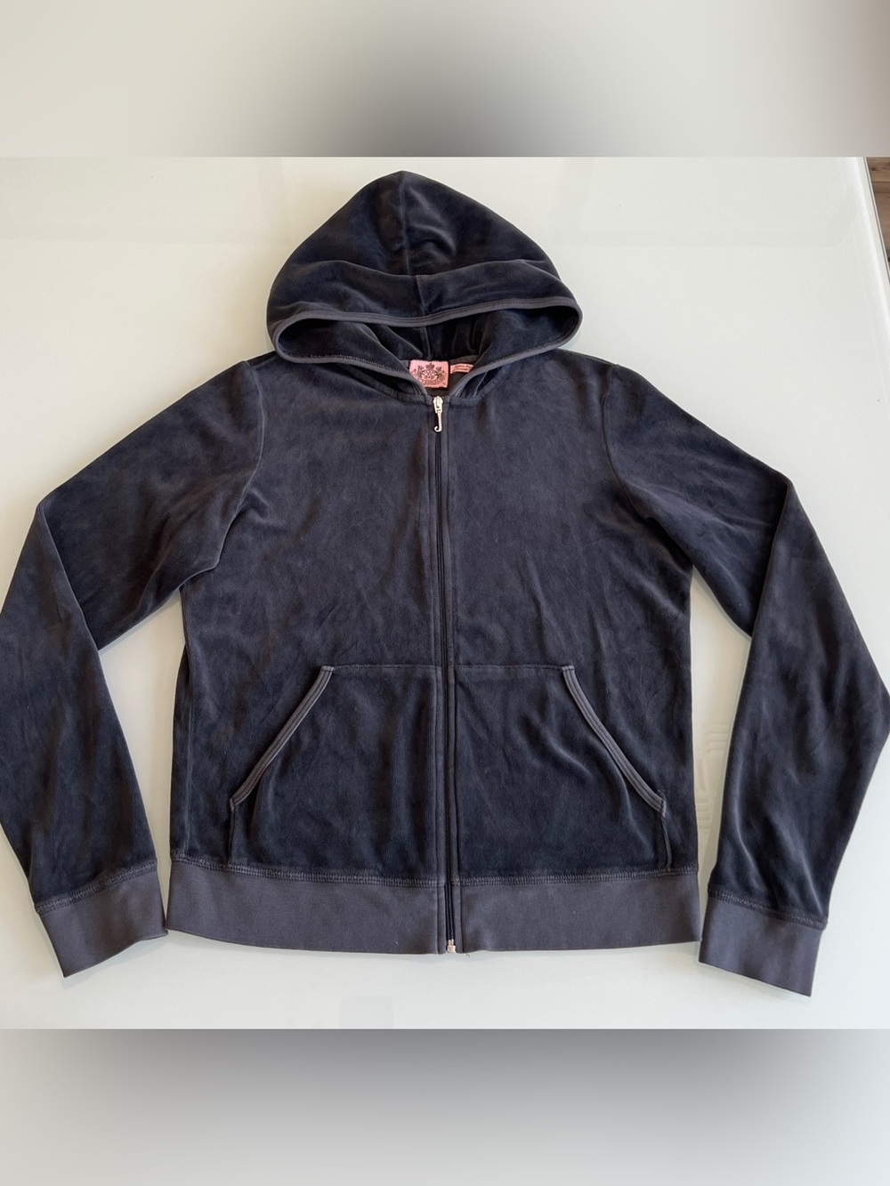 Vintage Juicy Couture Women’s Sz XL Velvet Zip-Up Hoodie Velour Made in USA - Picture 2 of 9